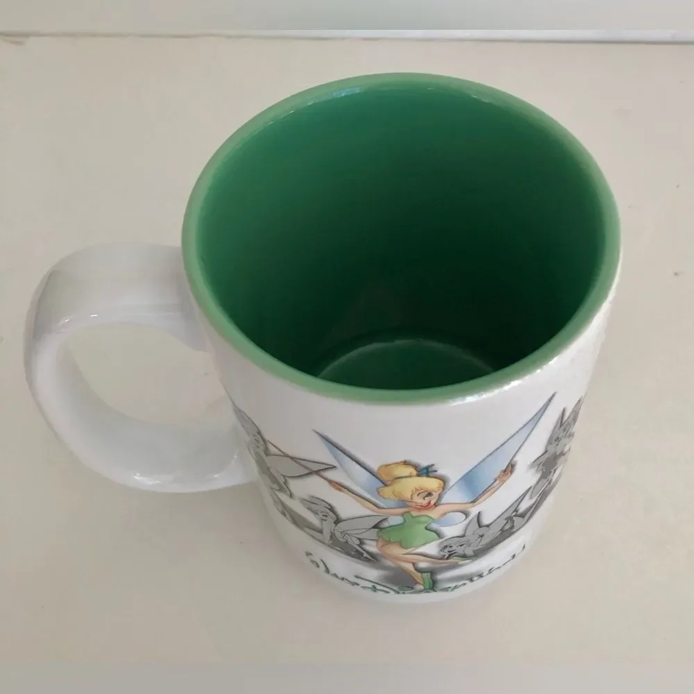 MUG COFFE CUP AUTHENTIC DISNEY PARKS THINKERBELL  3D RAISED 4.5